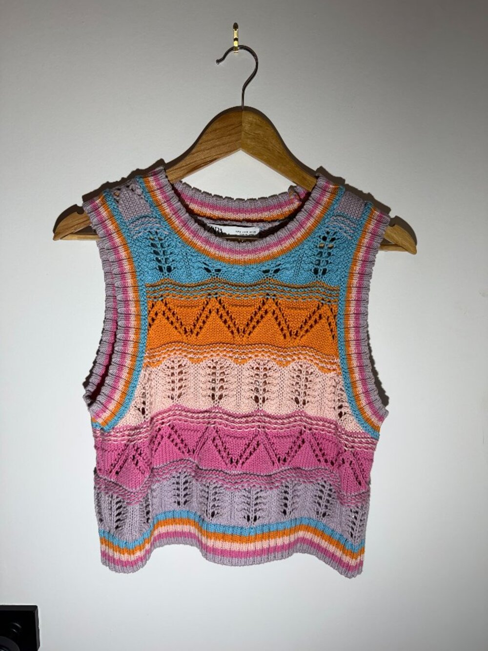 ZARA Multi-Color Crochet Top, Size Small